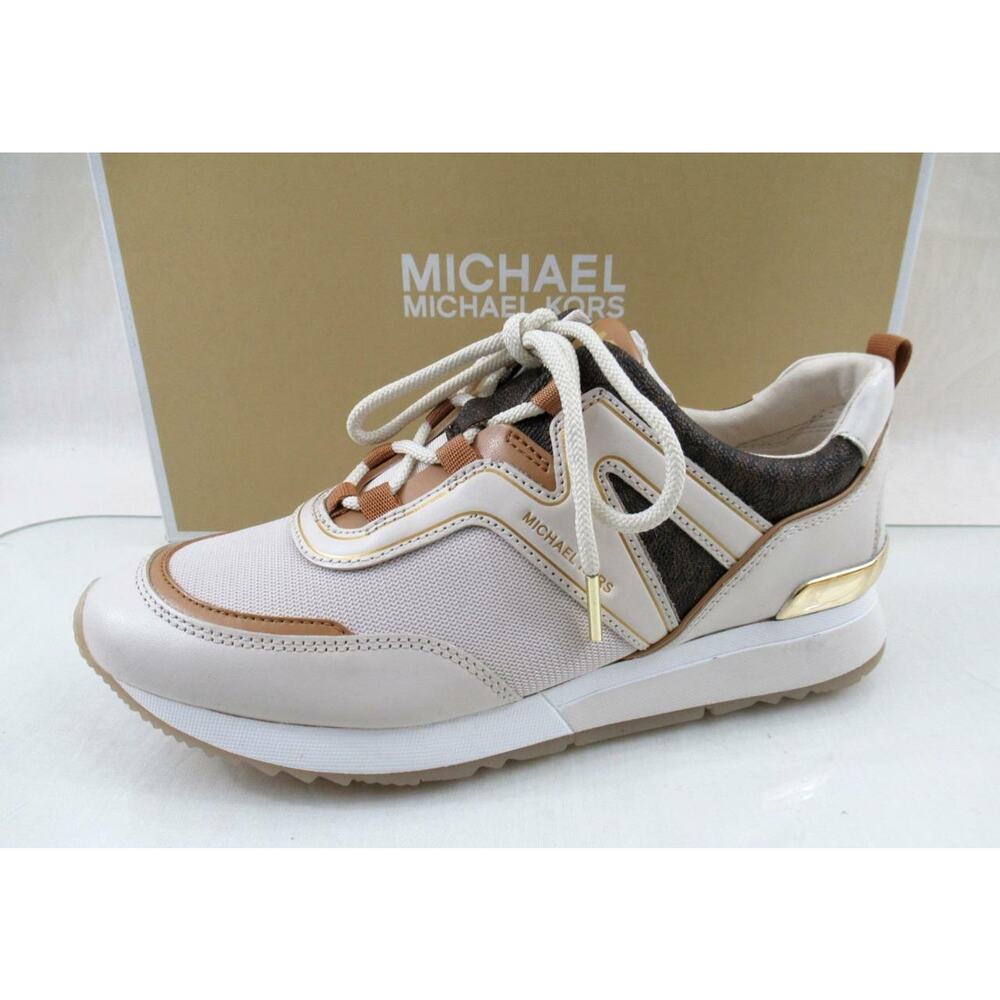 Women's Shoes Michael Kors Pippin Trainer Sneakers MK Logo Cream Multi Size 9.5 - Picture 3 of 11